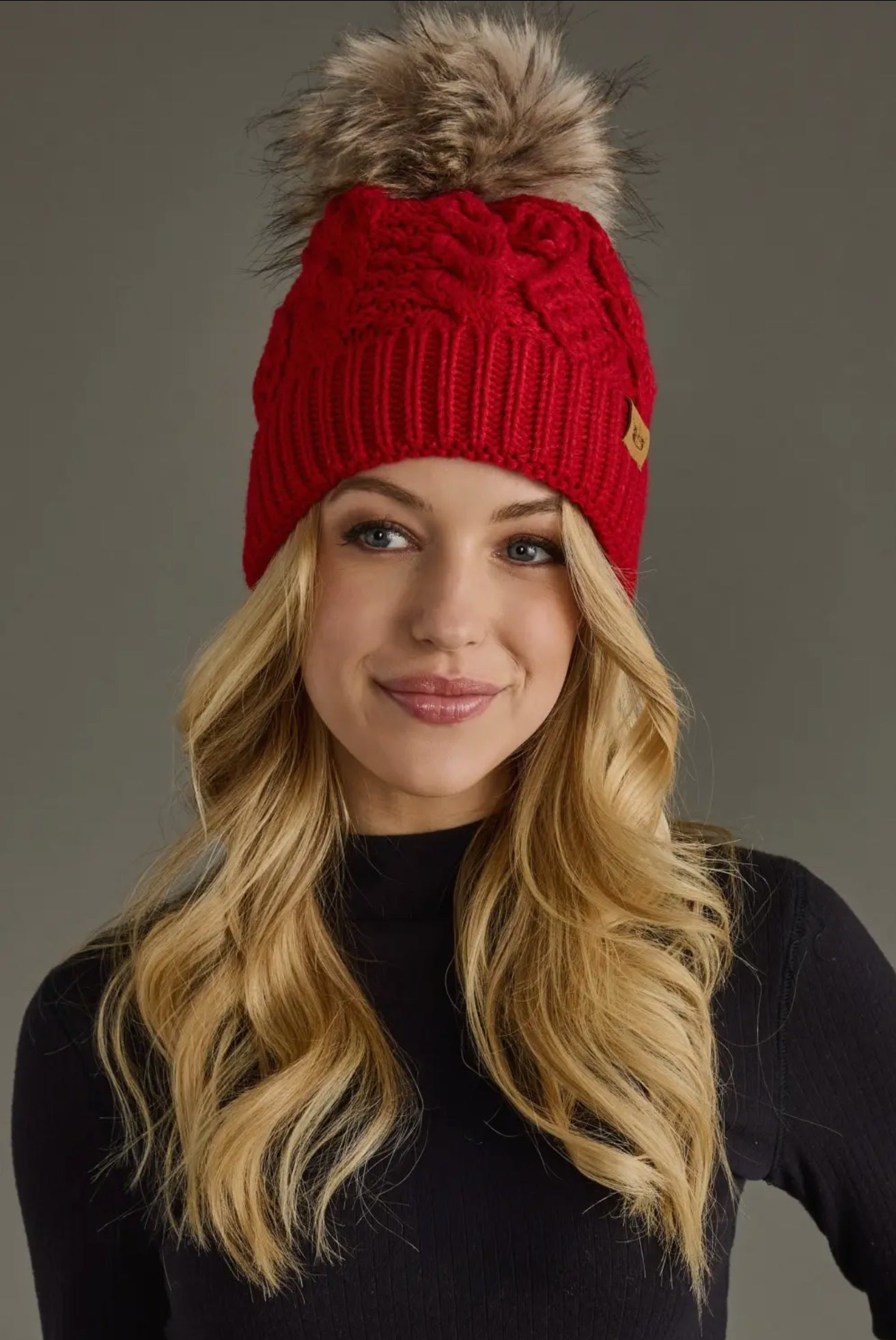 Cable Knit Pom Beanie