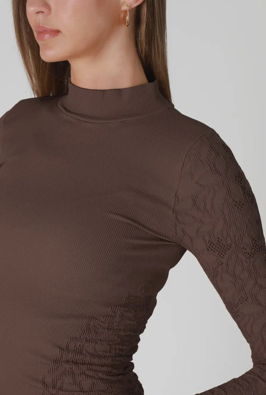 Mock Neck Pointelle Top