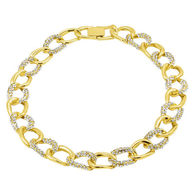 Chunky Crystal Link Chain Necklace gold