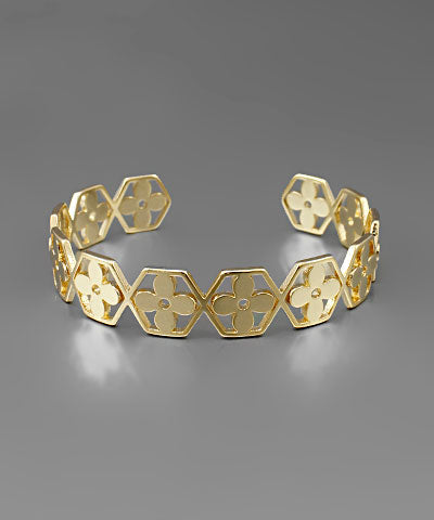 Hexagon Flower Cuff Bracelet