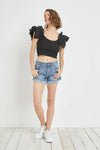 Flutter Sleeve Rib Top