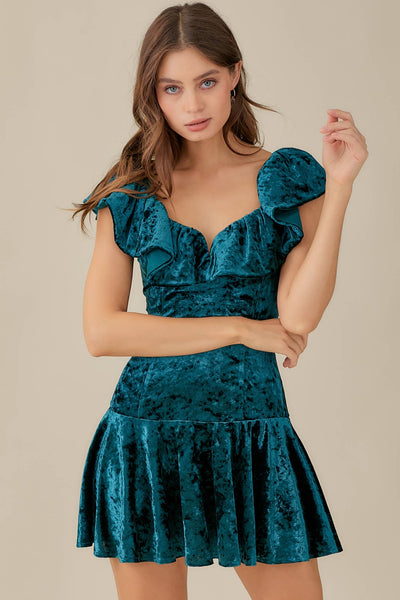 Ruffle Velvet Dress