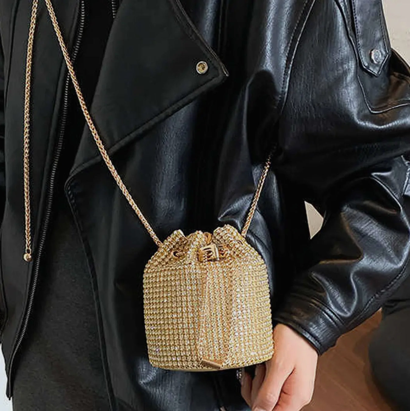 Rhiannon Rhinestone Drawstring Bag