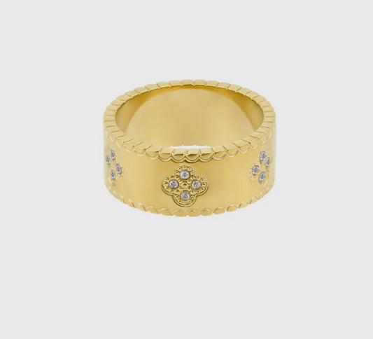 Crystal Clover Band Ring
