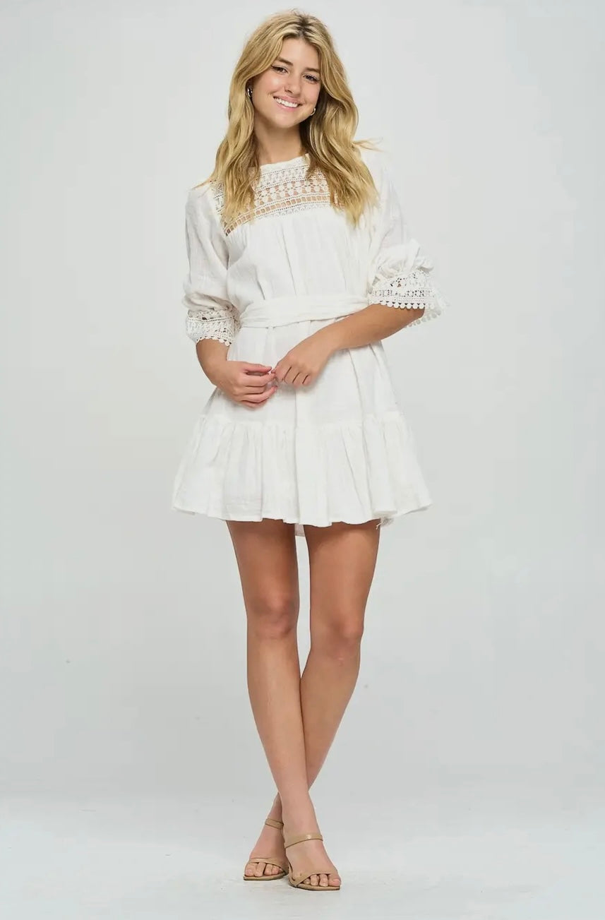 Crochet Trim Mini Dress – Lavendar Boutique