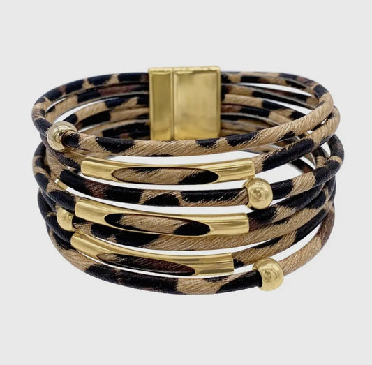 Multi Strand Leopard Bangle Set