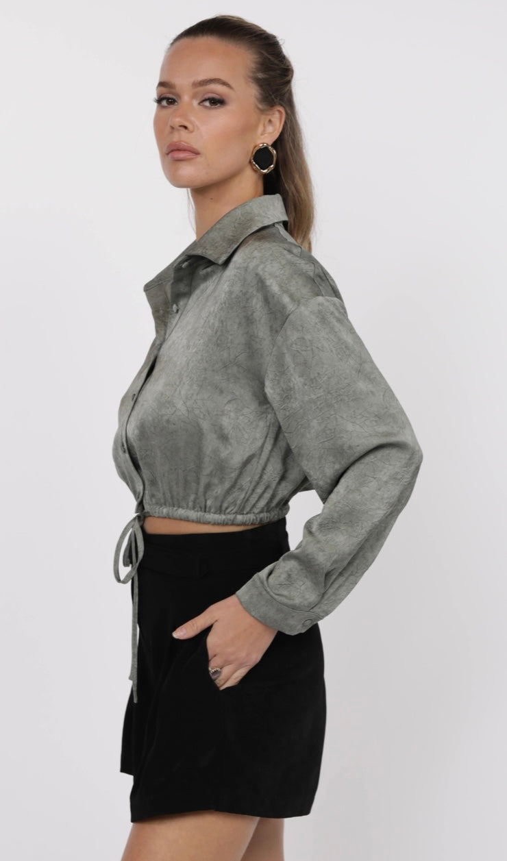 Forever Yours Crinkle Crop Shirt