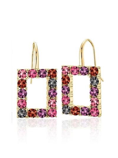 Multicolor Square Crystal Drop Earrings