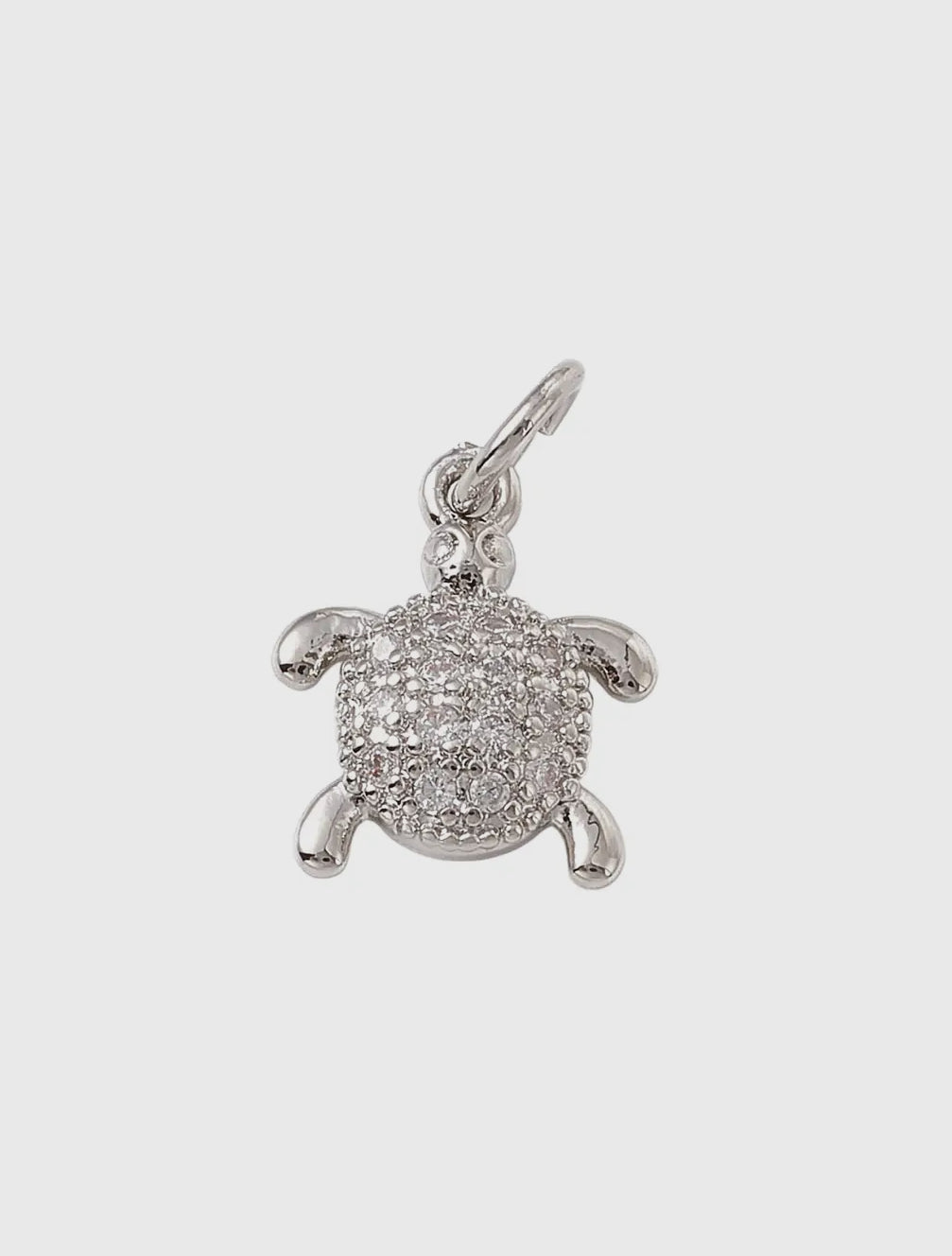 Silver Crystal Turtle Charm