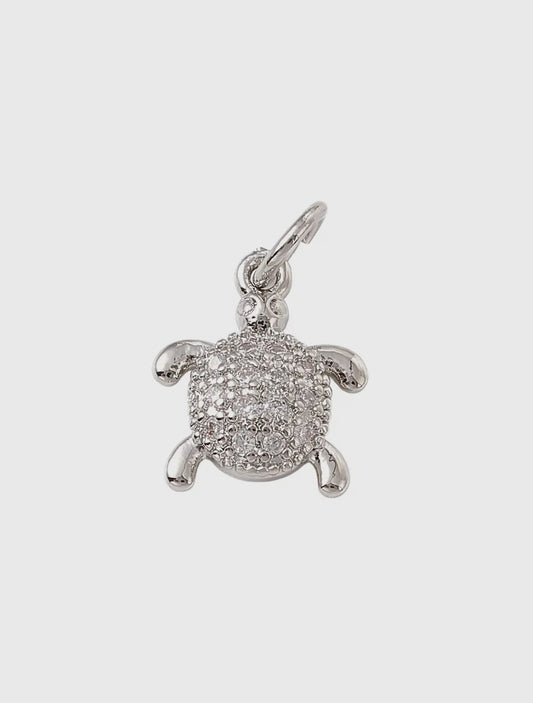 Silver Crystal Turtle Charm