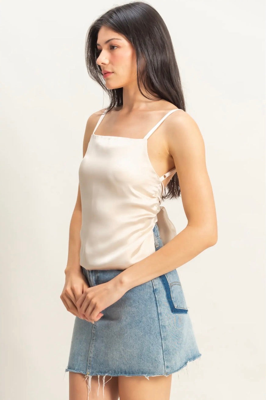 Sally Satin Back Tie Top