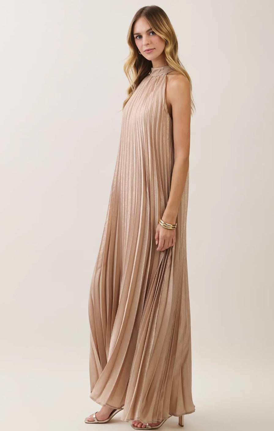 Matilda Metallic Halter Dress