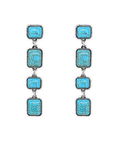 Linear Square Stone Earrings
