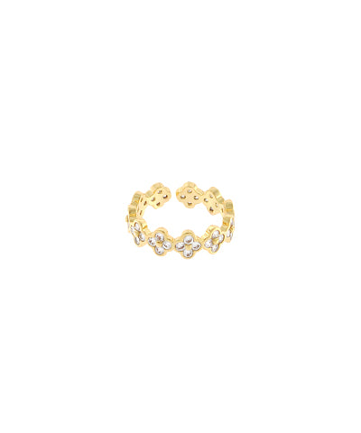 Pave Crystal Clover Ring