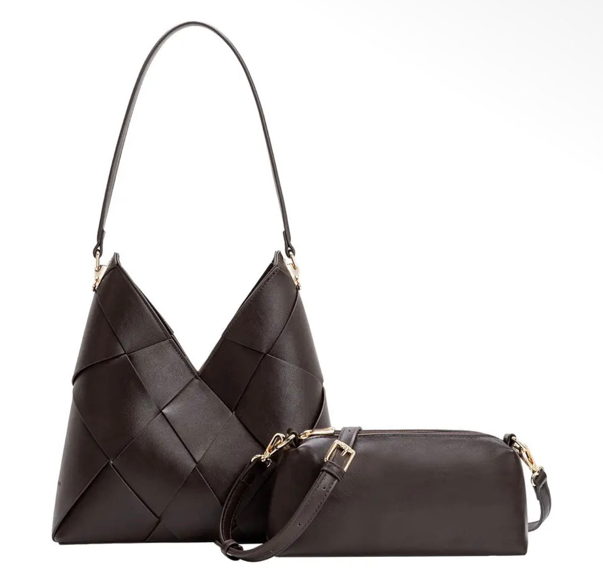 Phaedra Espresso Vegan Leather Shoulder Bag
