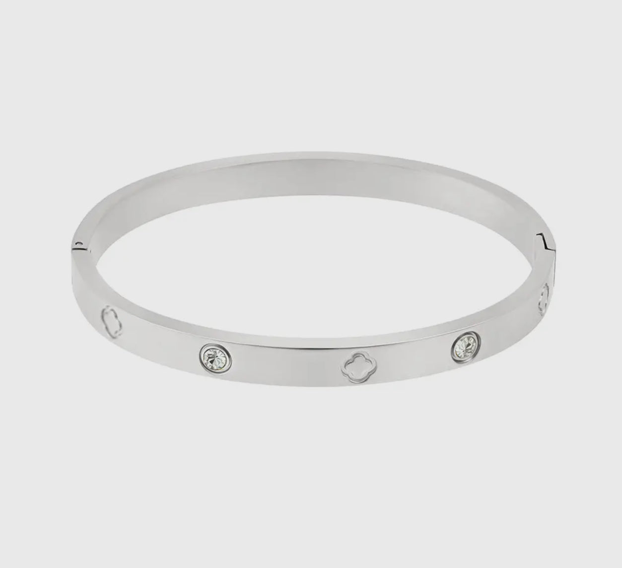 Silver Clover Bangle