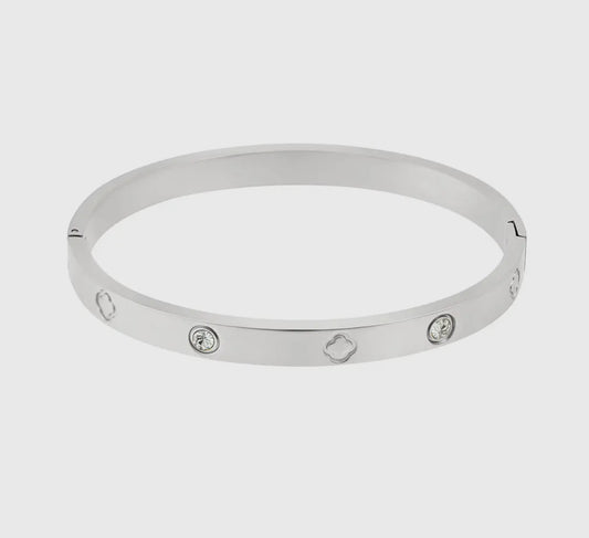 Silver Clover Bangle