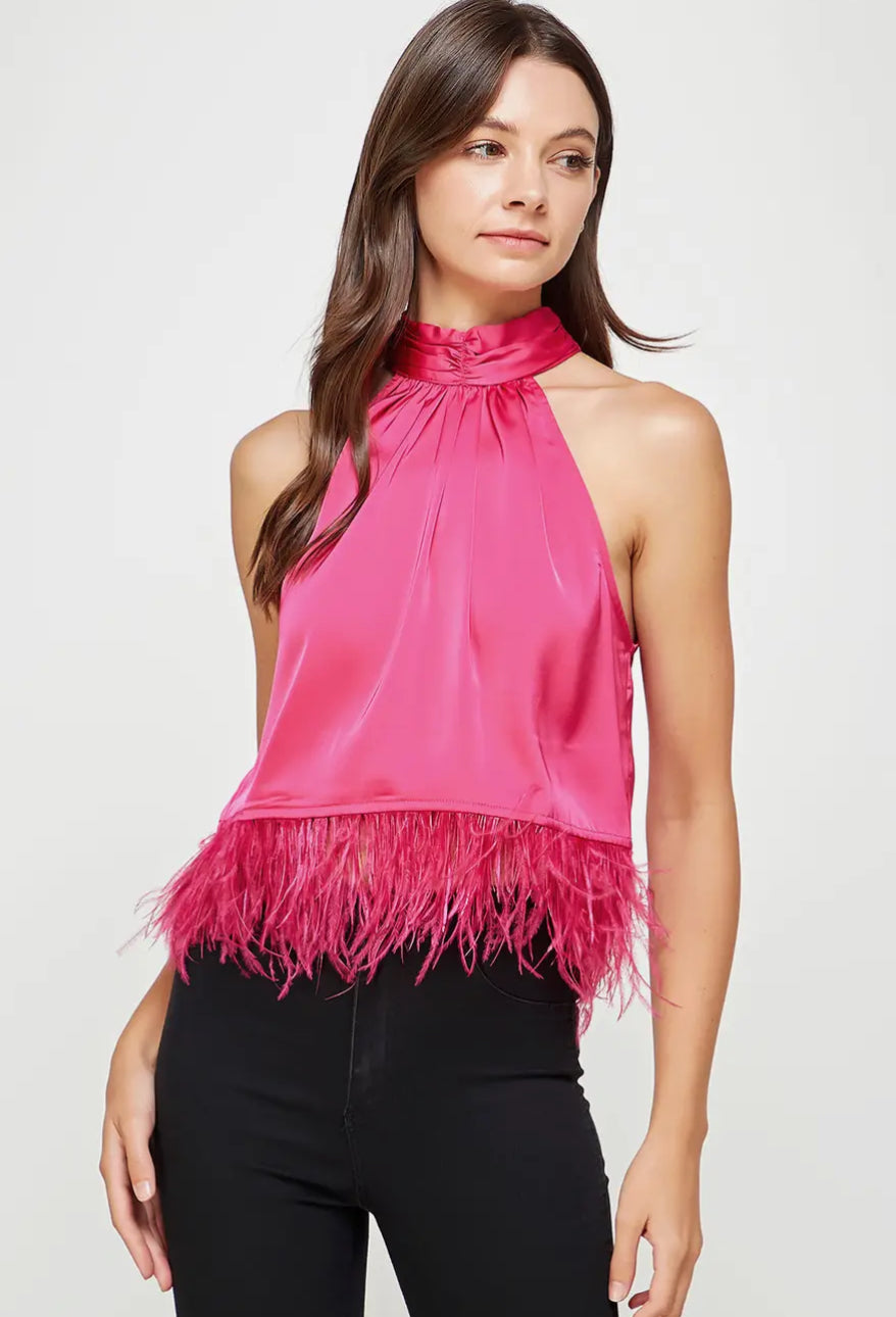 Hailie Halter Feather Top
