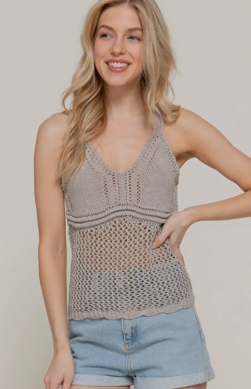 Lilly V-Neck Crochet Tank