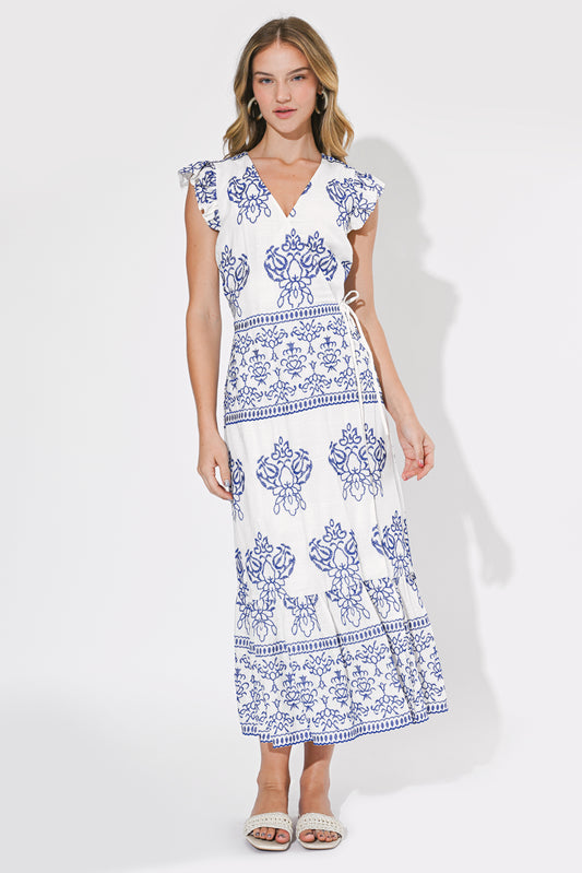 Carmella Embroidered Wrap Dress