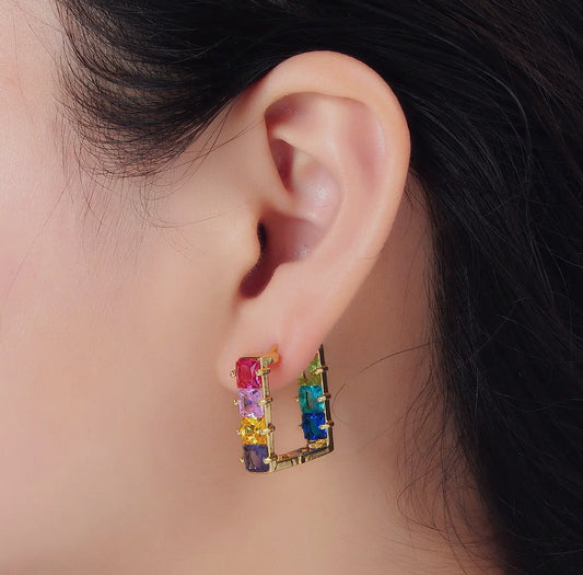 Multicolor Square Earrings