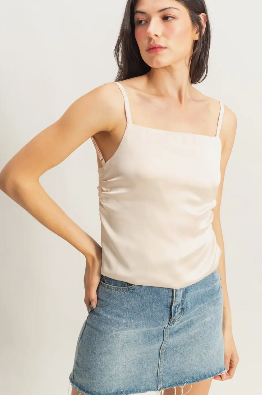 Sally Satin Back Tie Top