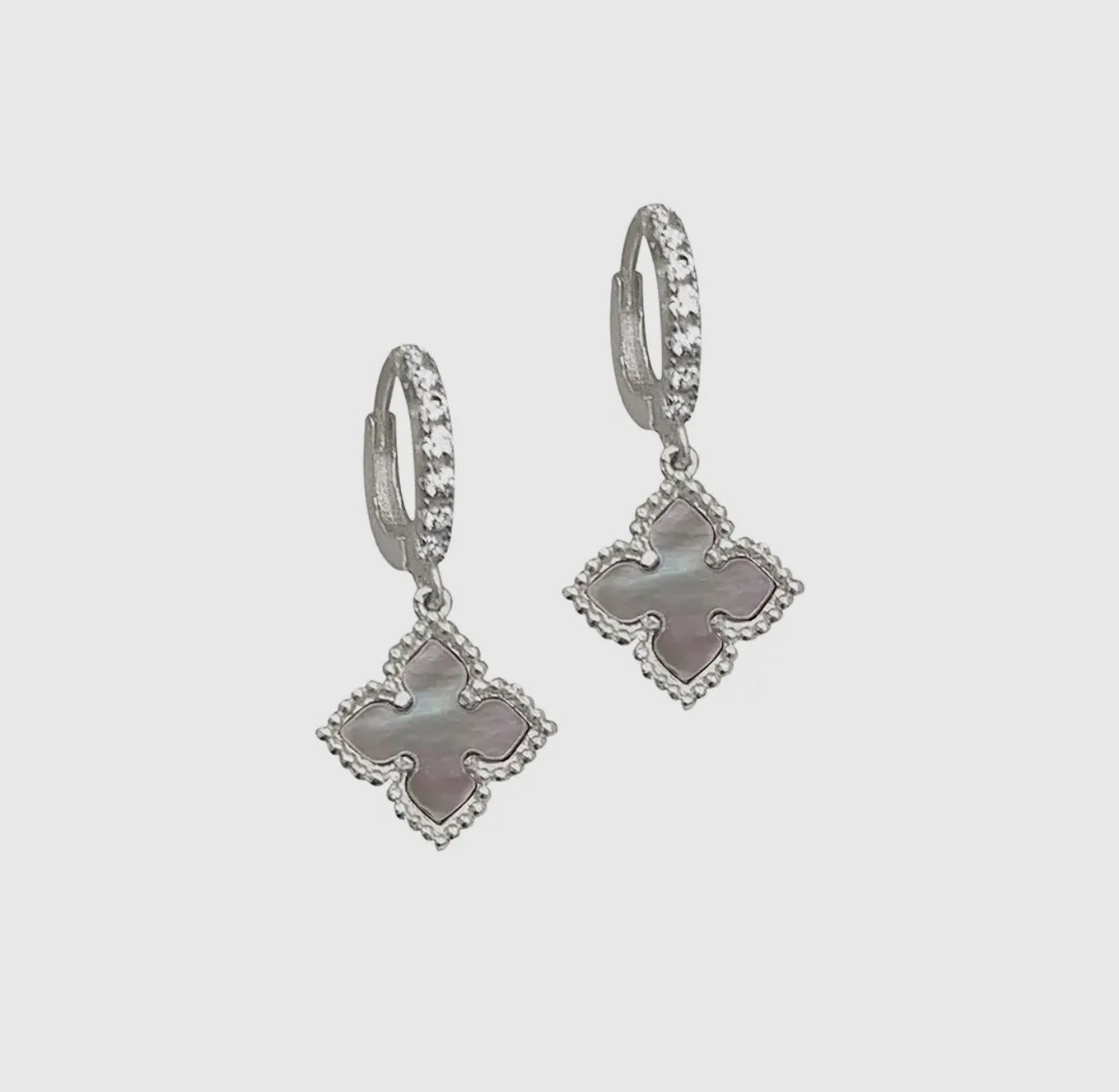 Floral Dangle Mother of Pearl Hoop