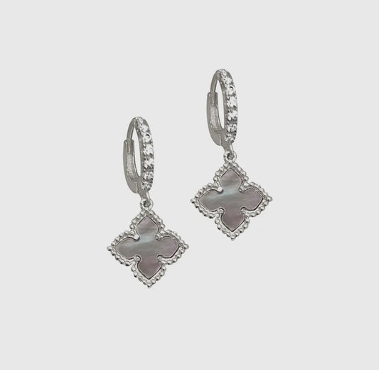 Floral Dangle Mother of Pearl Hoop