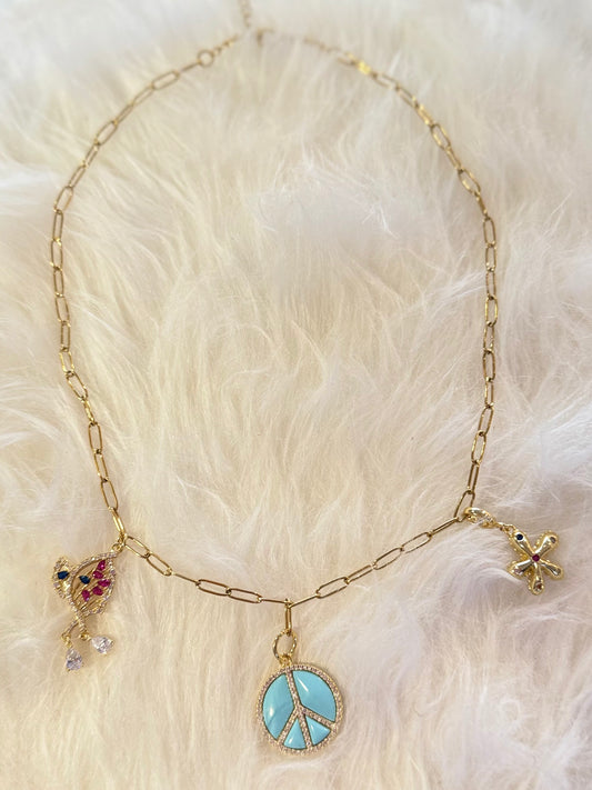Peace Love & Happiness Charm Necklace