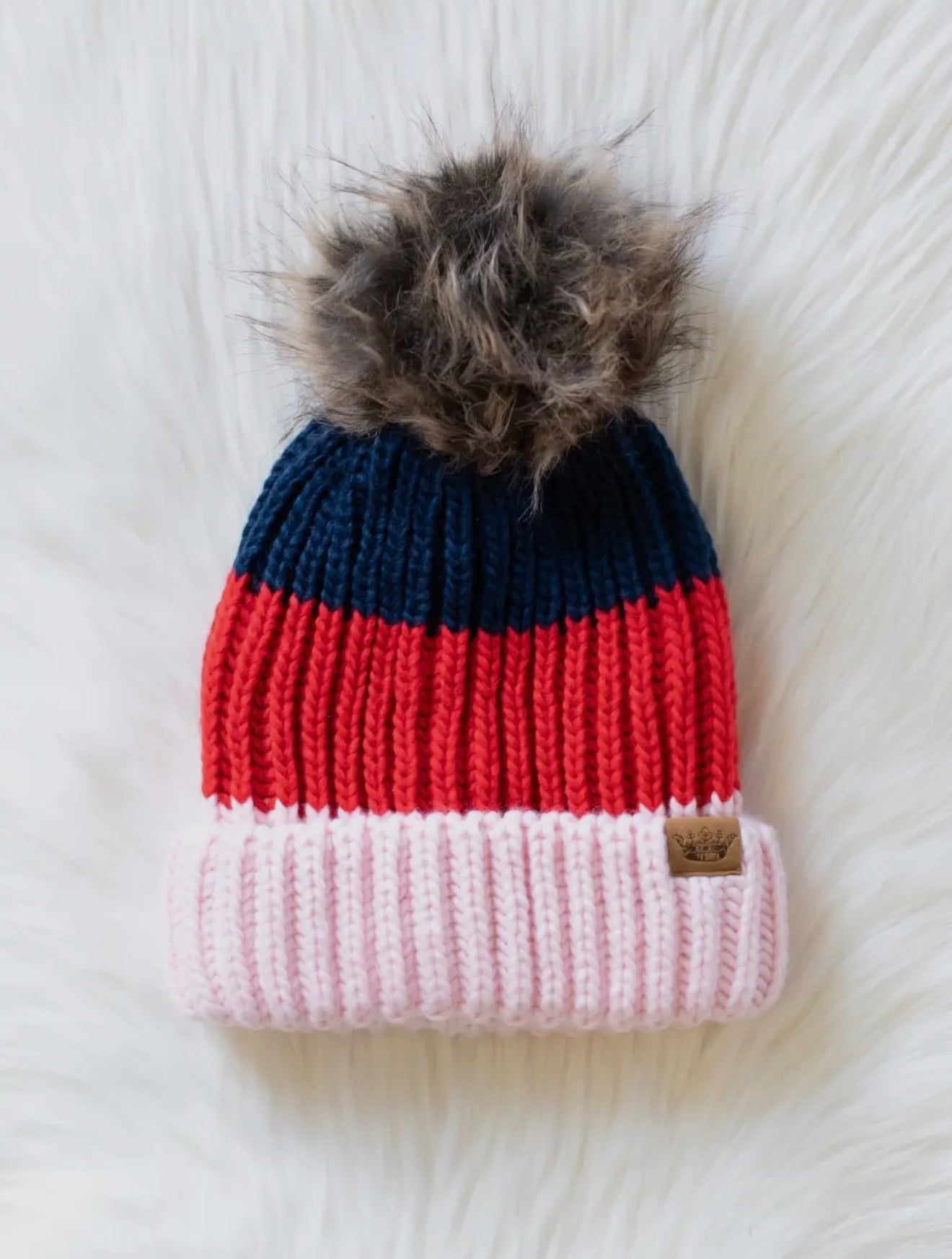 Aspen Tri Color Pom Beanie