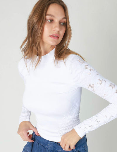 Mock Neck Pointelle Top