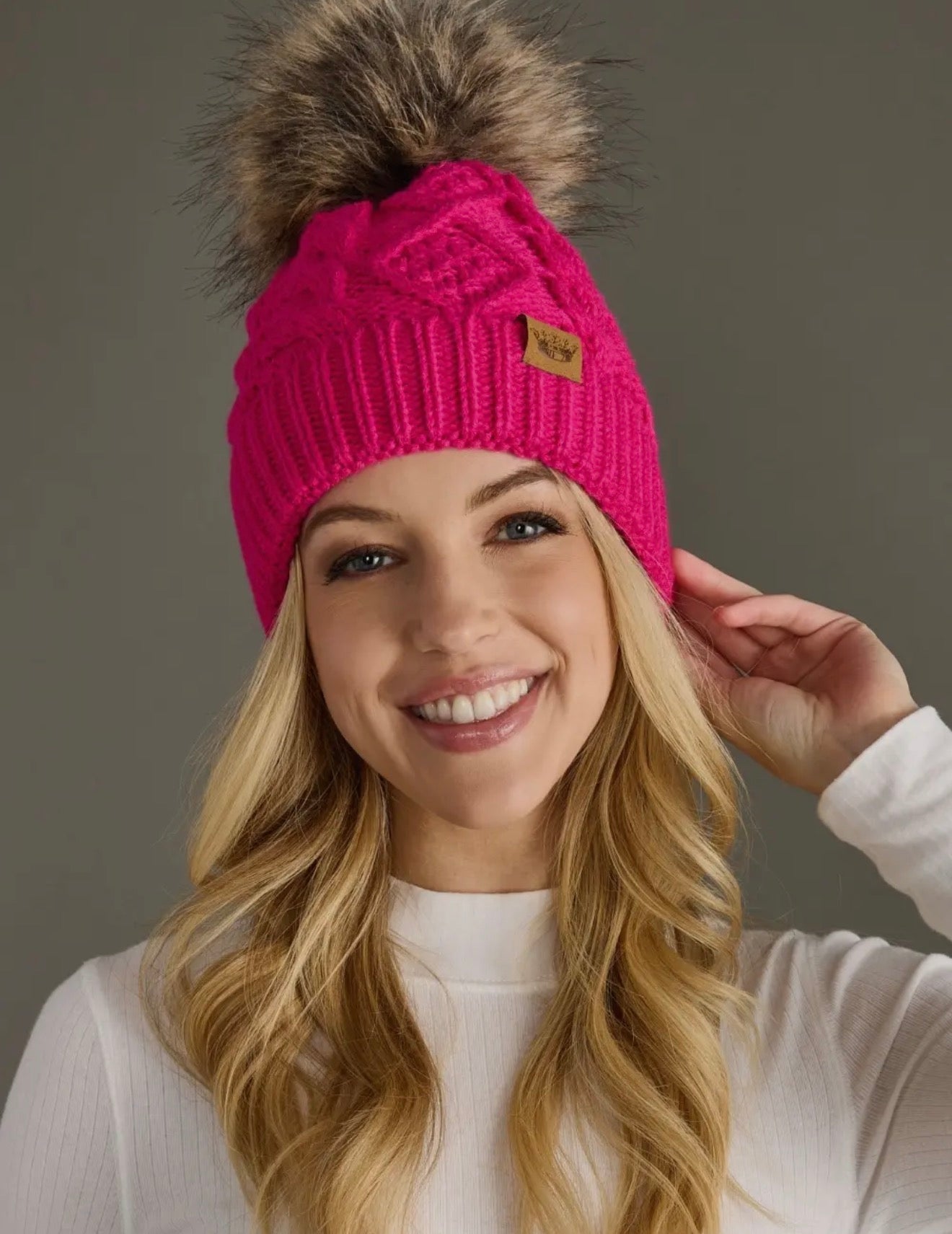 Cozy Cable Knit Pom Beanie