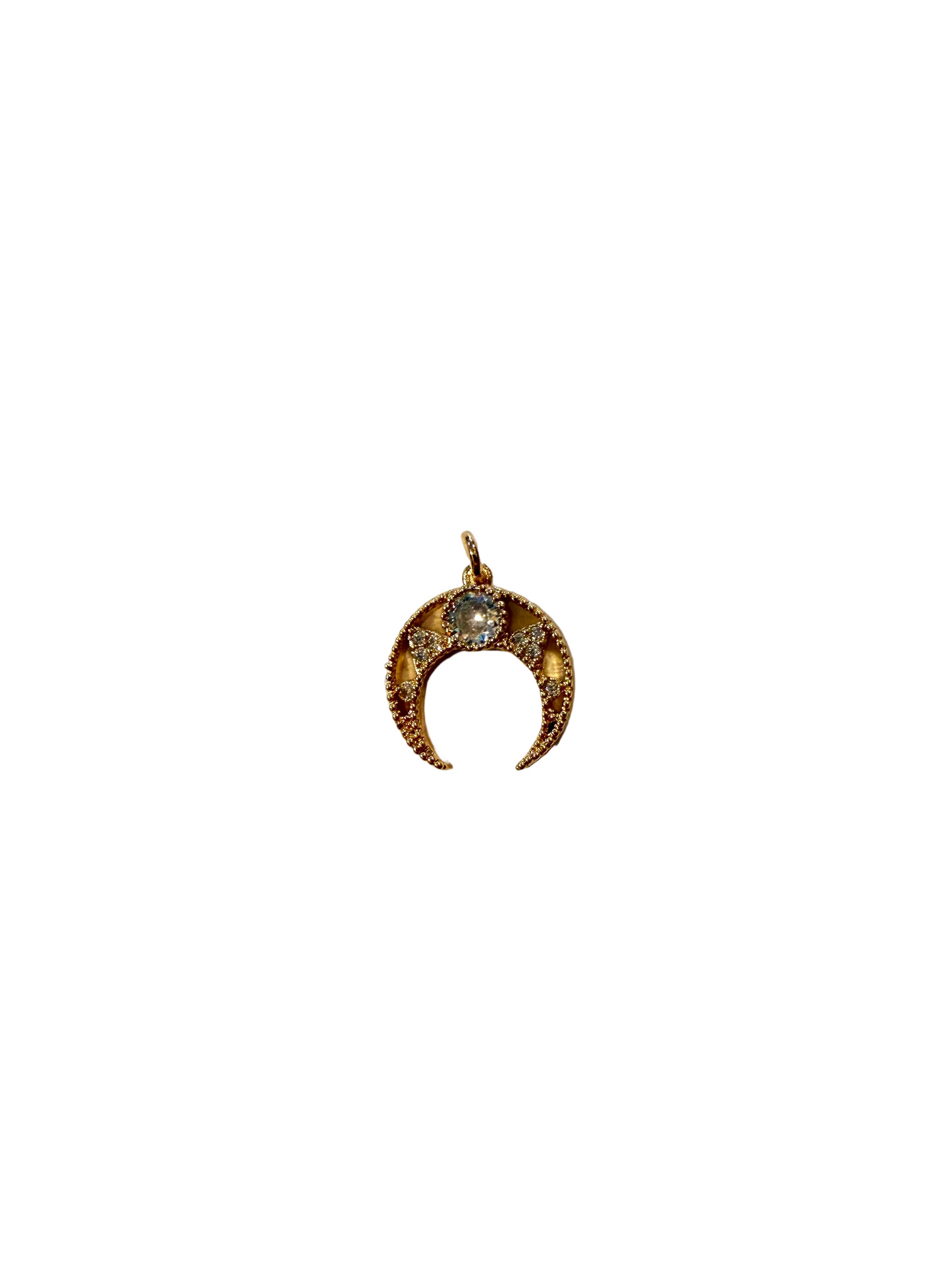 Geometric Crescent Gold Charm
