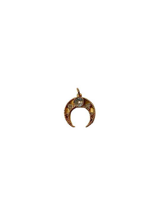 Geometric Crescent Gold Charm