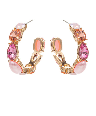 Glass Stone Hoops