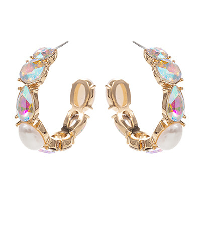 Glass Stone Hoops