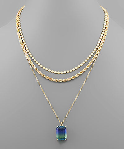 3 Row Ombré Glass Necklace
