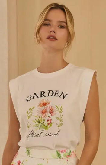 Floral Mood Cap Sleeve Tee