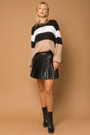 Pleated Faux Leather Skirt