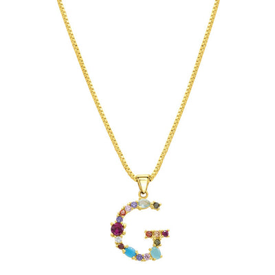 Multi Color Initial Necklace