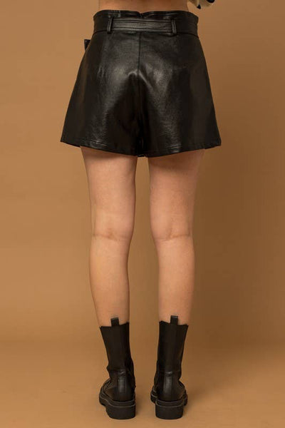 High Waisted Pleather Shorts