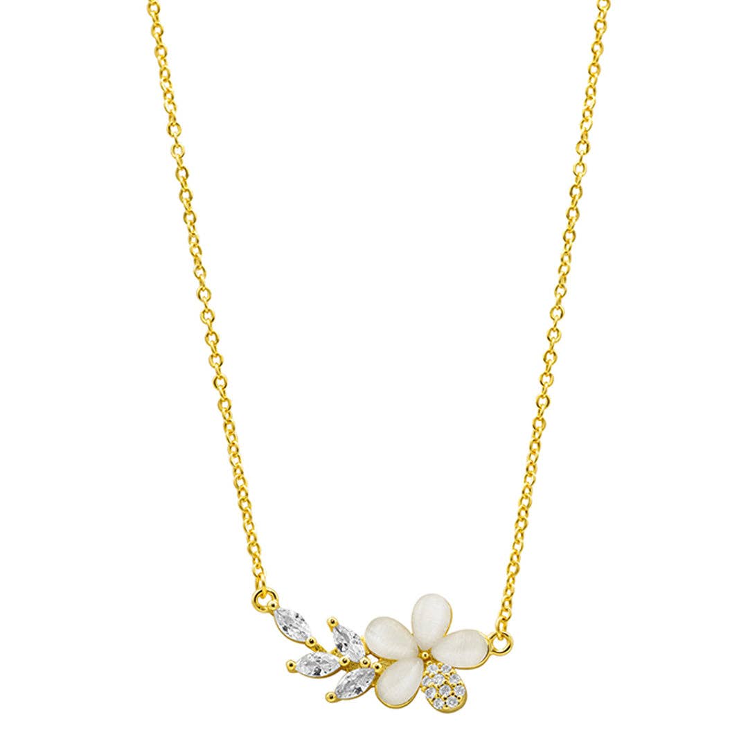 Crystal Flower Branch Leaf Necklace