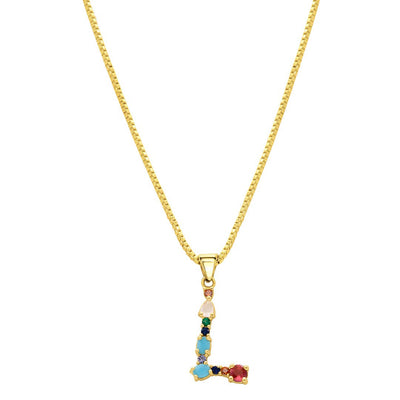 Multi Color Initial Necklace