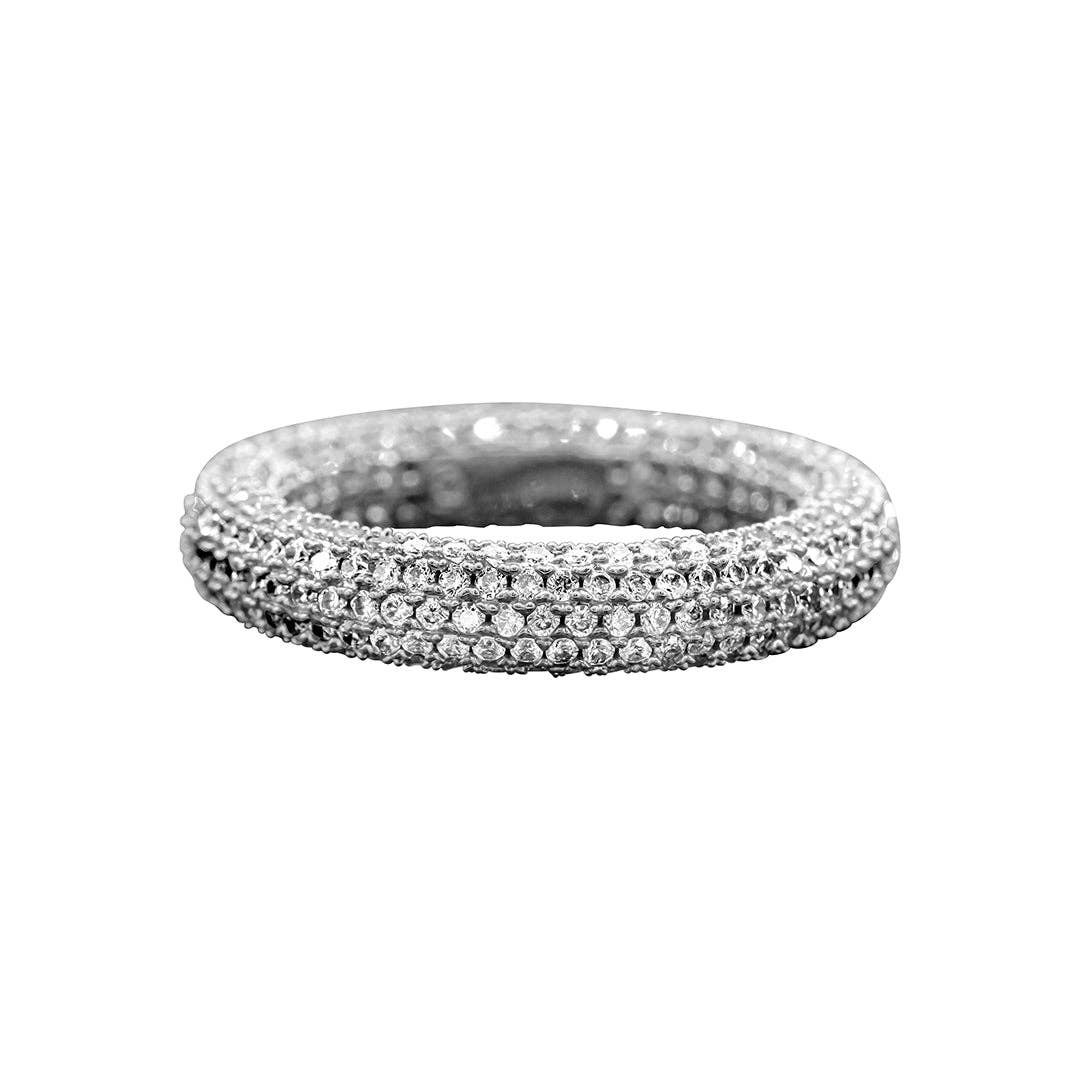 Crystal Rounded Band Ring