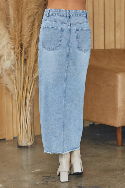 H-Line Slit Denim Skirt