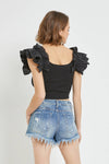 Flutter Sleeve Rib Top