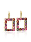 Multicolor Square Crystal Drop Earrings