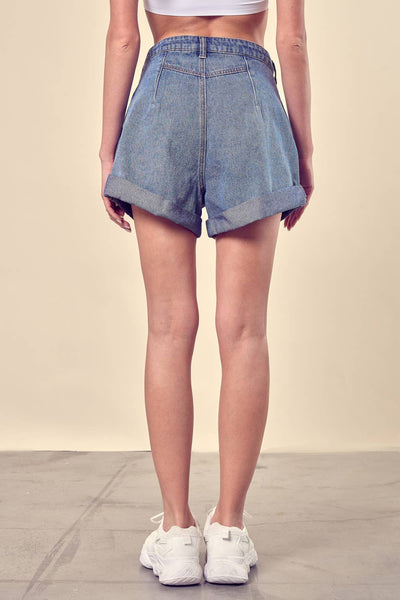 Tuck Denim Shorts