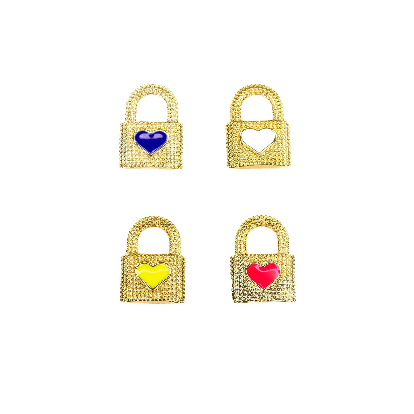 Heart Lock Necklace Bracelet Charms: Neon Yellow