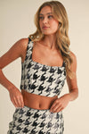 Houndstooth Sequins Crop Top